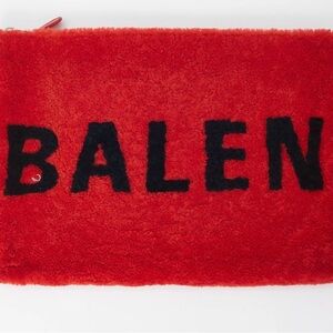 Balenciaga Red Shearling Pouch